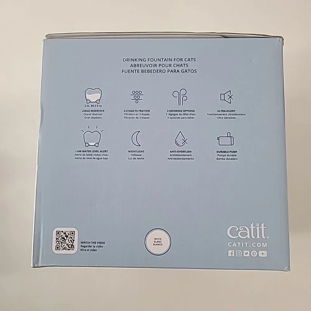 Catit Pixi Cat Drinking Fountain Clean Fresh Water White 43715 NEW